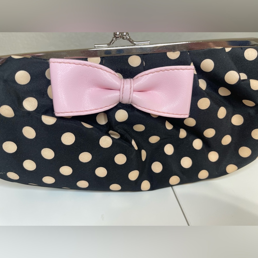 CHATEAU BLACK WHITE POLKADOT with PINK BOW BAG